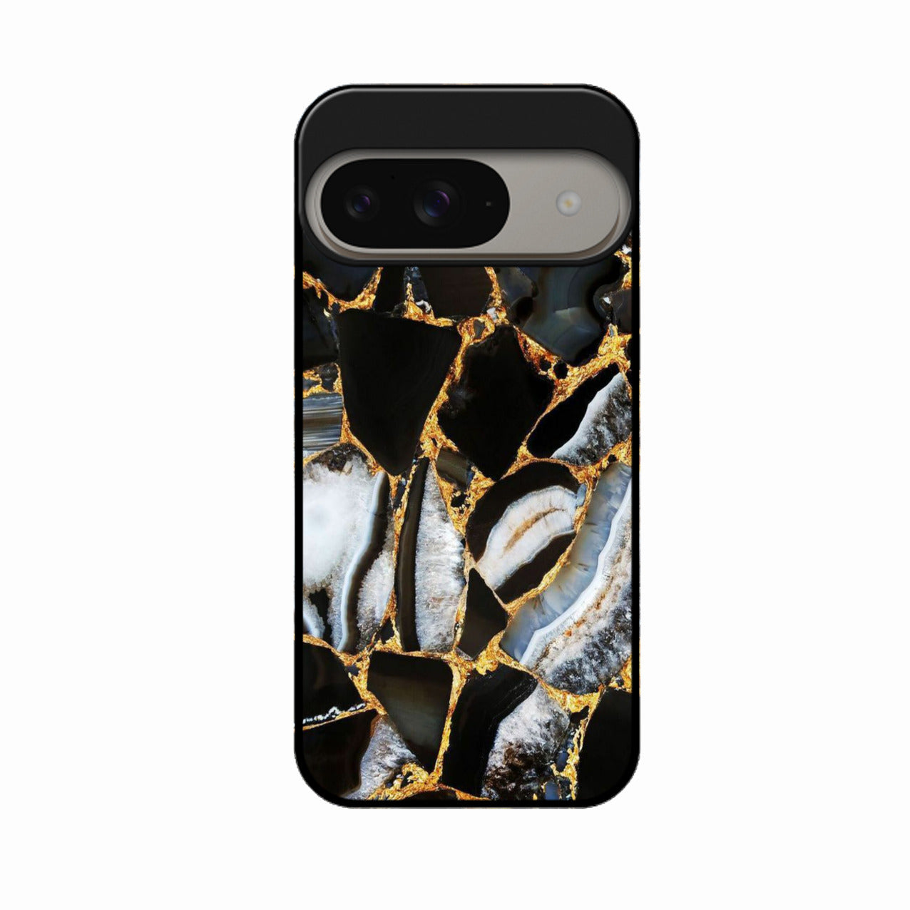 Black Gold Marble Glass Phone Case for Google Pixel 9 5G