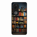 Colorful Bookshelf Art Glass Case Cover for Vivo V50E 5G