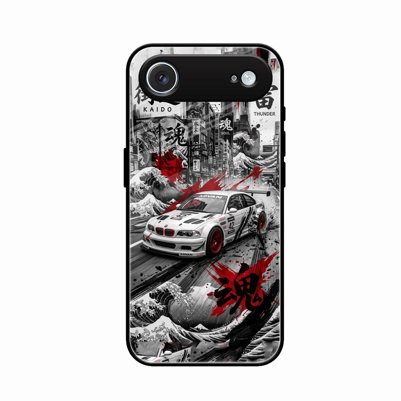 Japanese Wave Drift Racing Premium Glass Phone Case for iPhone Air