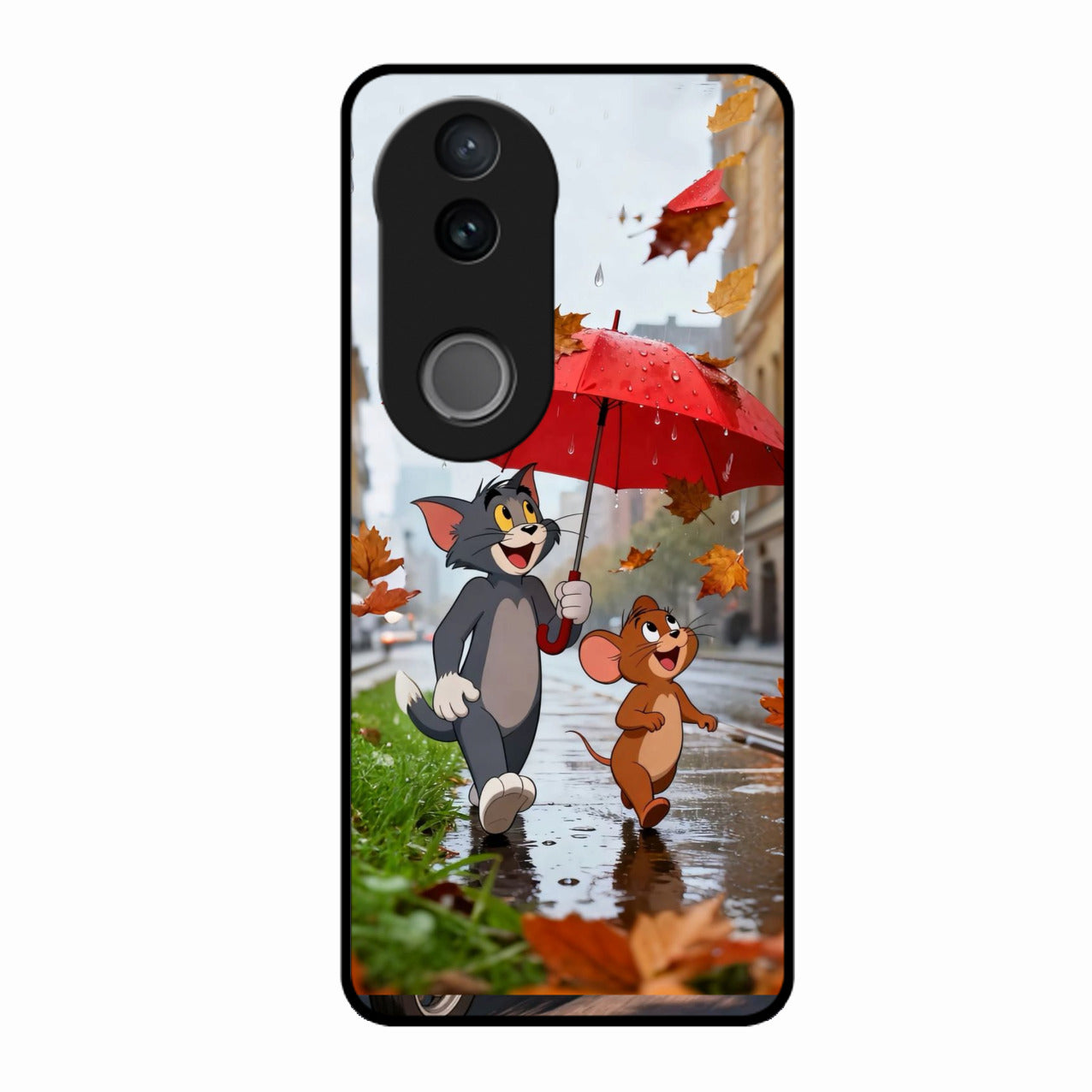 Rainy Day Cartoon Glass Phone Case for Vivo V50E 5G