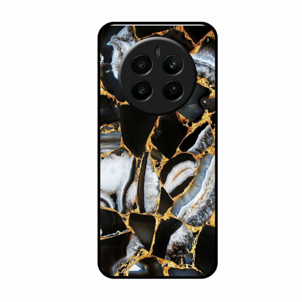 Black Gold Marble Glass Phone Case for Realme P1 5G