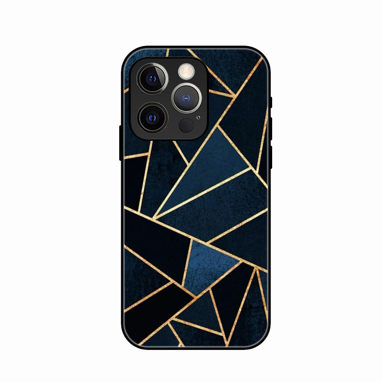 Midnight Gold Geometric Premium Glass Phone Case for iPhone 14 Pro Max
