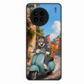 Cartoon Scooter Adventure Premium Glass Phone Case for Vivo X90 5G