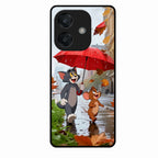 Rainy Day Cartoon Glass Phone Case for Oppo A3X 5G