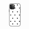 Heart Pattern White Glass Case Cover for iPhone 15 Pro