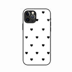 Heart Pattern White Glass Case Cover for iPhone 15 Pro