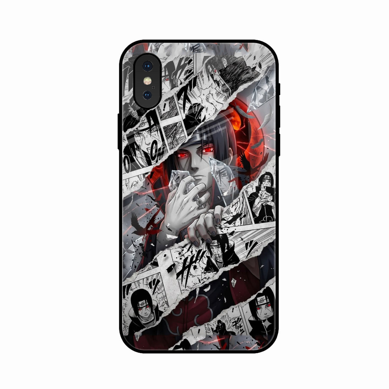 Itachi Uchiha Manga Collage Glass Phone Case for iPhone XS