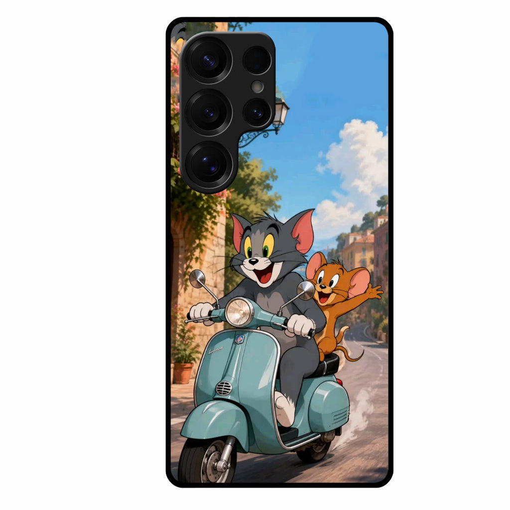 Cartoon Scooter Adventure Premium Glass Phone Case for Samsung Galaxy S25 Ultra 5G