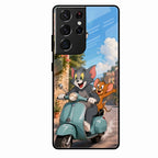 Cartoon Scooter Adventure Premium Glass Phone Case for Samsung Galaxy S22 Ultra 5G