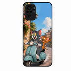 Cartoon Scooter Adventure Premium Glass Phone Case for Redmi Note 10