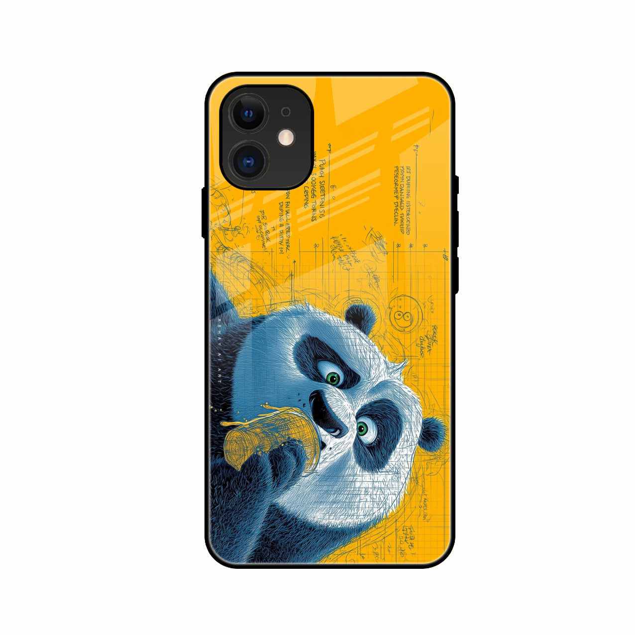 Cute Panda Sketch Premium Glass Phone Case for iPhone 12 mini