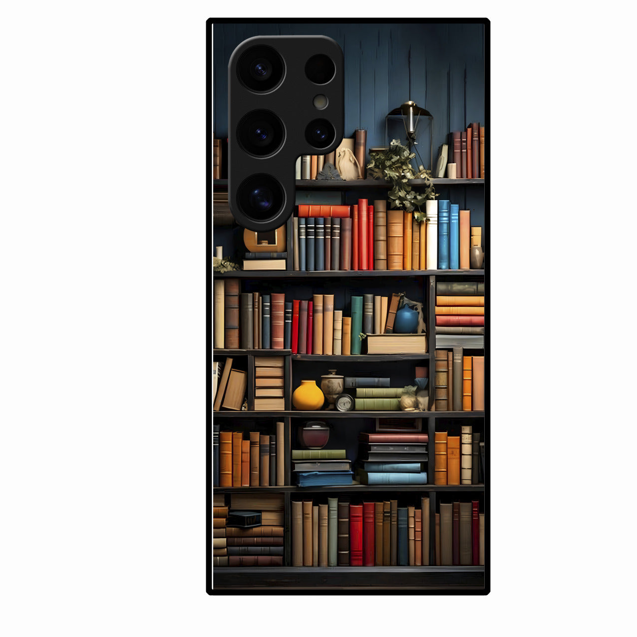 Colorful Bookshelf Art Glass Case Cover for Samsung Galaxy S24 Ultra 5G
