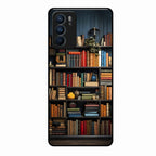 Colorful Bookshelf Art Glass Case Cover for Oppo Reno 6 5G