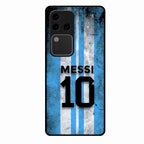 Blue Stripes Number 10 Football Glass Phone Case for Vivo V30 Pro 5G