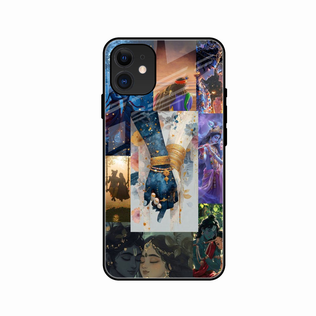 Eternal Radha Krishna Love Glass Phone Case for iPhone 12