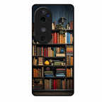 Colorful Bookshelf Art Glass Case Cover for Vivo V40 Pro 5G
