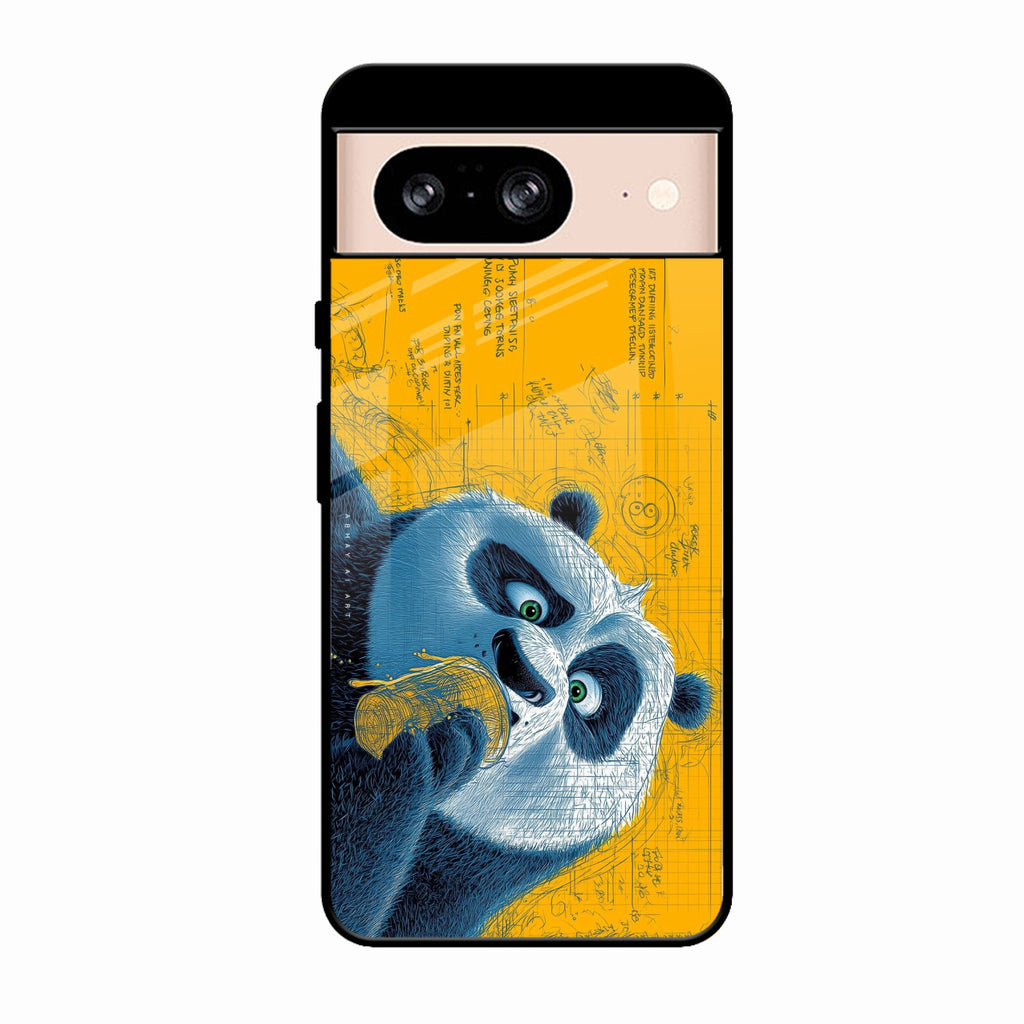 Cute Panda Sketch Premium Glass Phone Case for Google Pixel 9 Pro 5G
