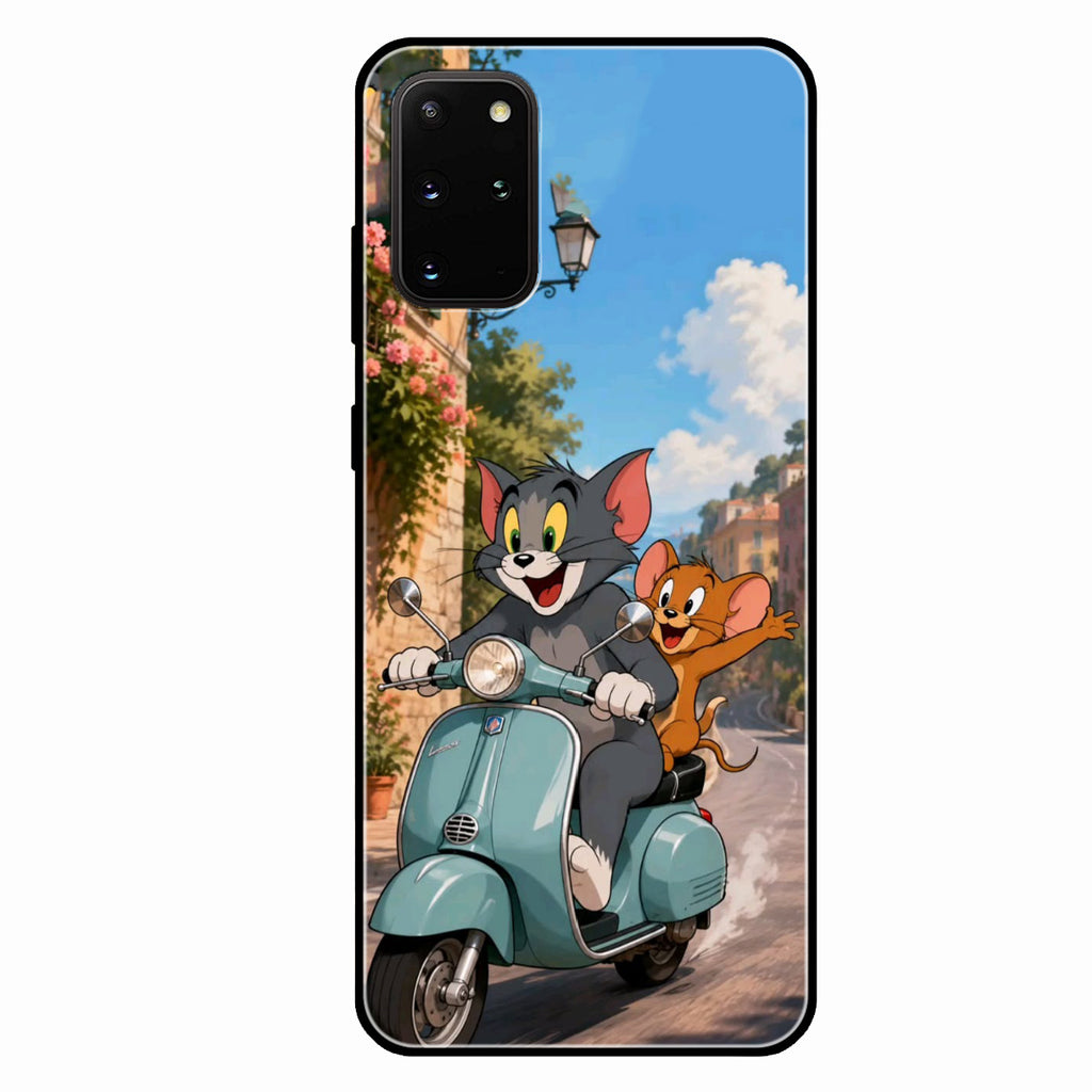 Cartoon Scooter Adventure Premium Glass Phone Case for Samsung Galaxy S20 Plus