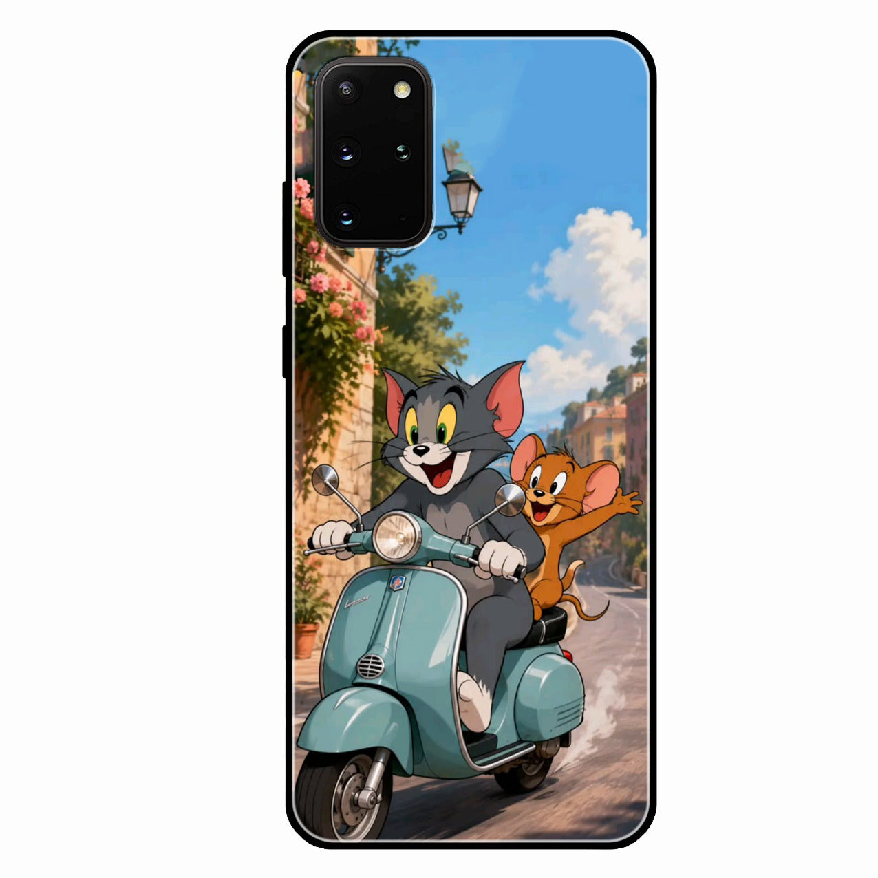 Cartoon Scooter Adventure Premium Glass Phone Case for Samsung Galaxy S20 Plus