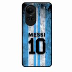 Blue Stripes Number 10 Football Glass Phone Case for Oppo Reno 10 Pro 5G