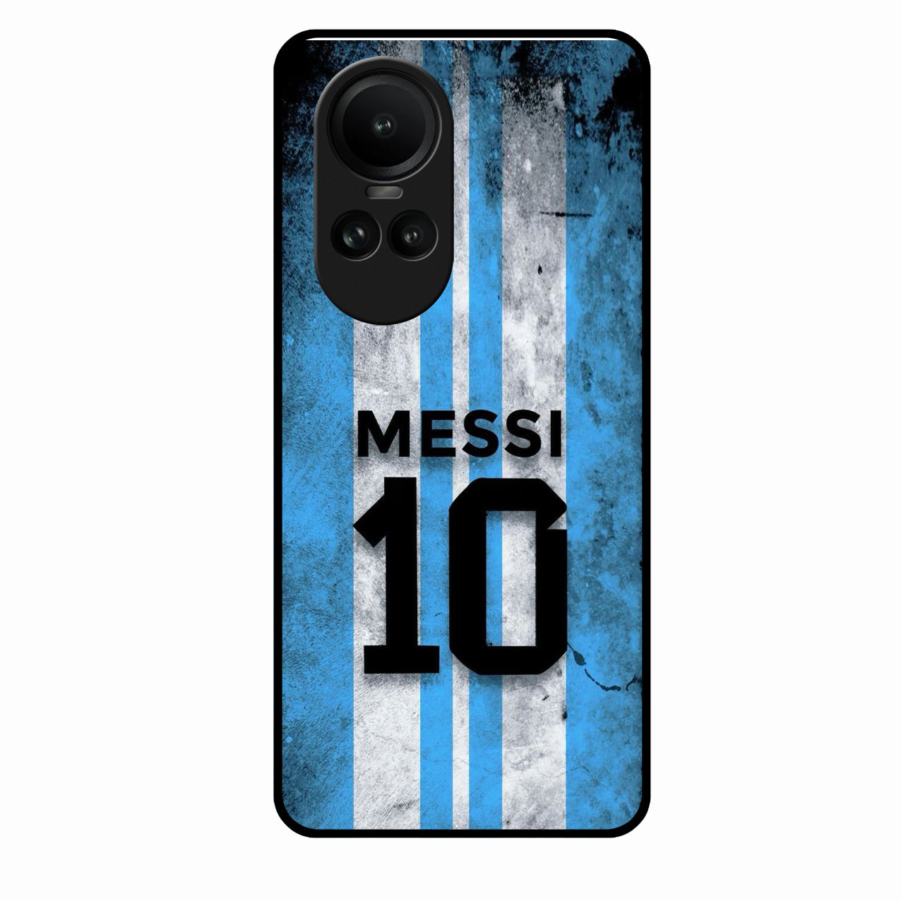 Blue Stripes Number 10 Football Glass Phone Case for Oppo Reno 10 Pro 5G