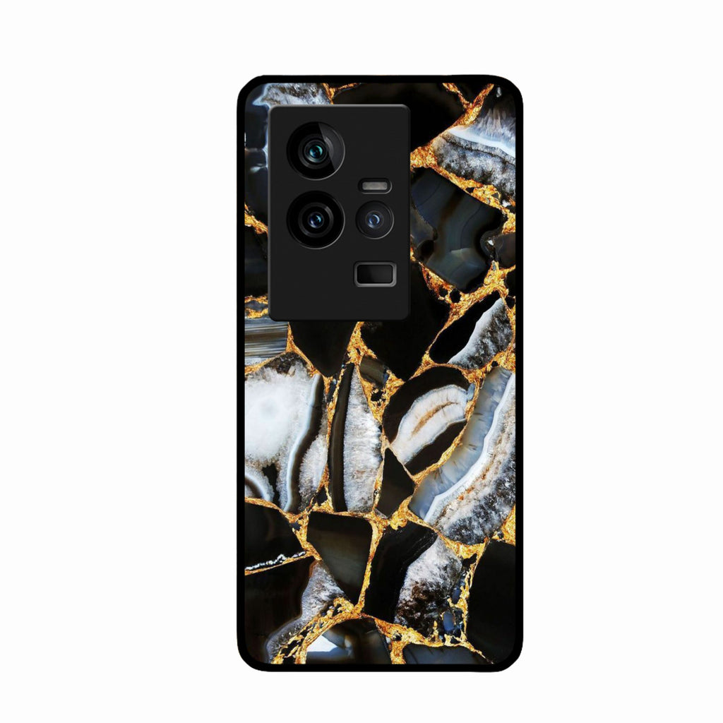 Black Gold Marble Glass Phone Case for iQOO 11 5G