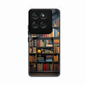 Colorful Bookshelf Art Glass Case Cover for Motorola Edge 70 5G