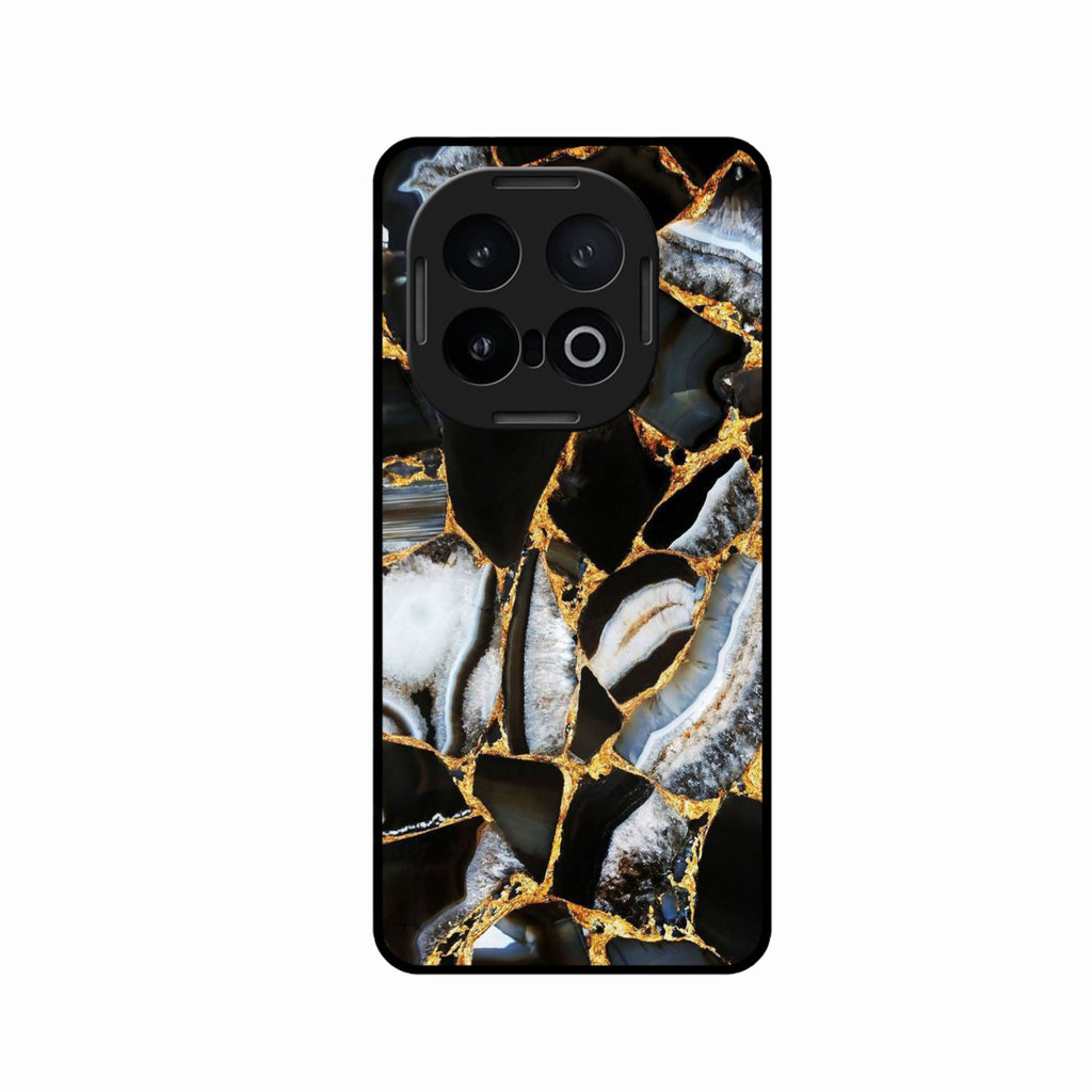Black Gold Marble Glass Phone Case for iQOO 13 5G