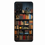Colorful Bookshelf Art Glass Case Cover for Redmi Note 11T 5G