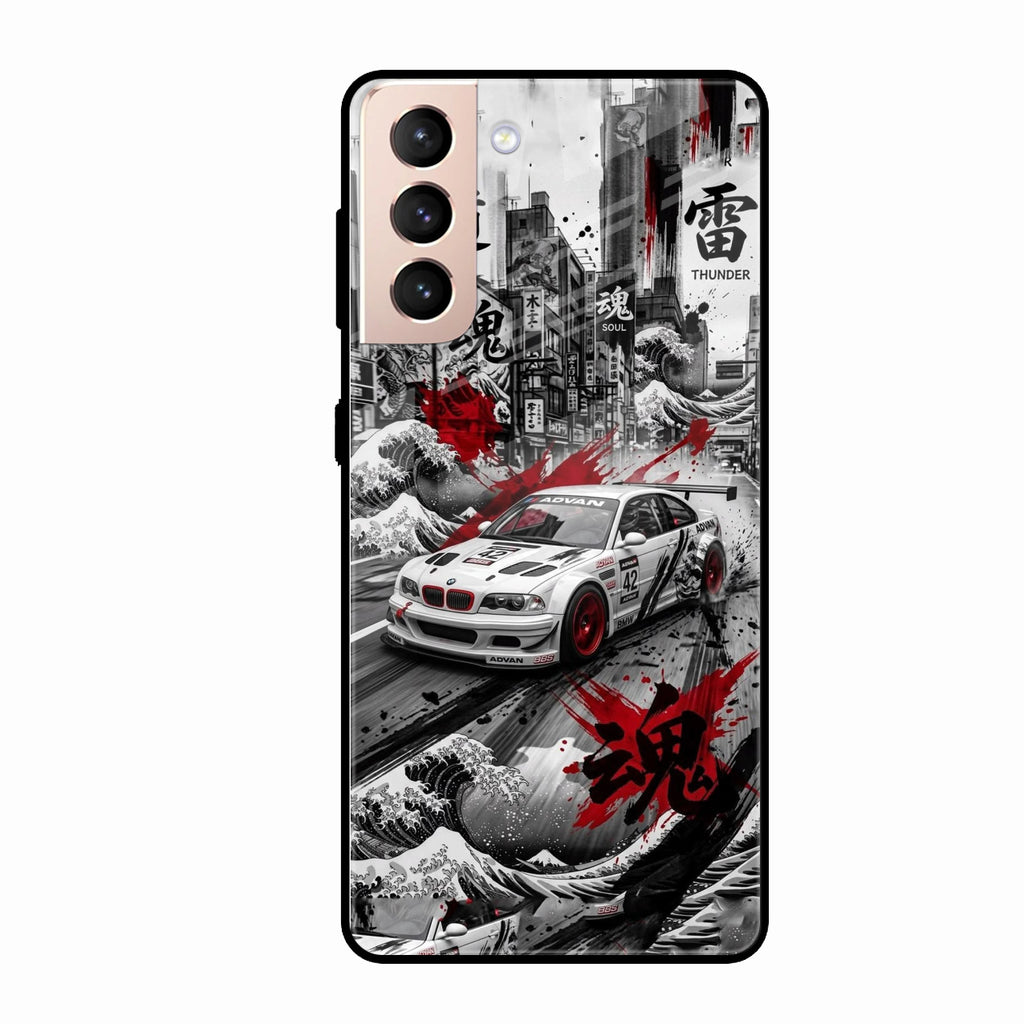 Japanese Wave Drift Racing Premium Glass Phone Case for Samsung Galaxy S21 Fe 5G