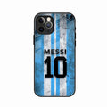 Blue Stripes Number 10 Football Glass Phone Case for iPhone 15 Pro