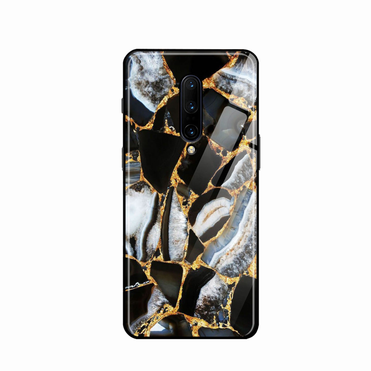 Black Gold Marble Glass Phone Case for Oneplus 8