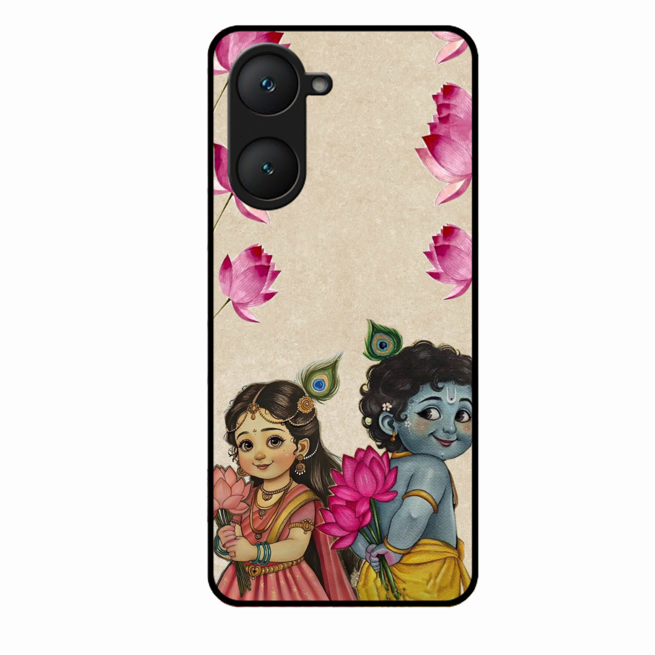 Krishna Eternal Lotus Glass Case for Vivo T3 Lite 5G