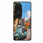 Cartoon Scooter Adventure Premium Glass Phone Case for Vivo V40 5G