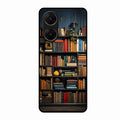 Colorful Bookshelf Art Glass Case Cover for Vivo V29E 5G
