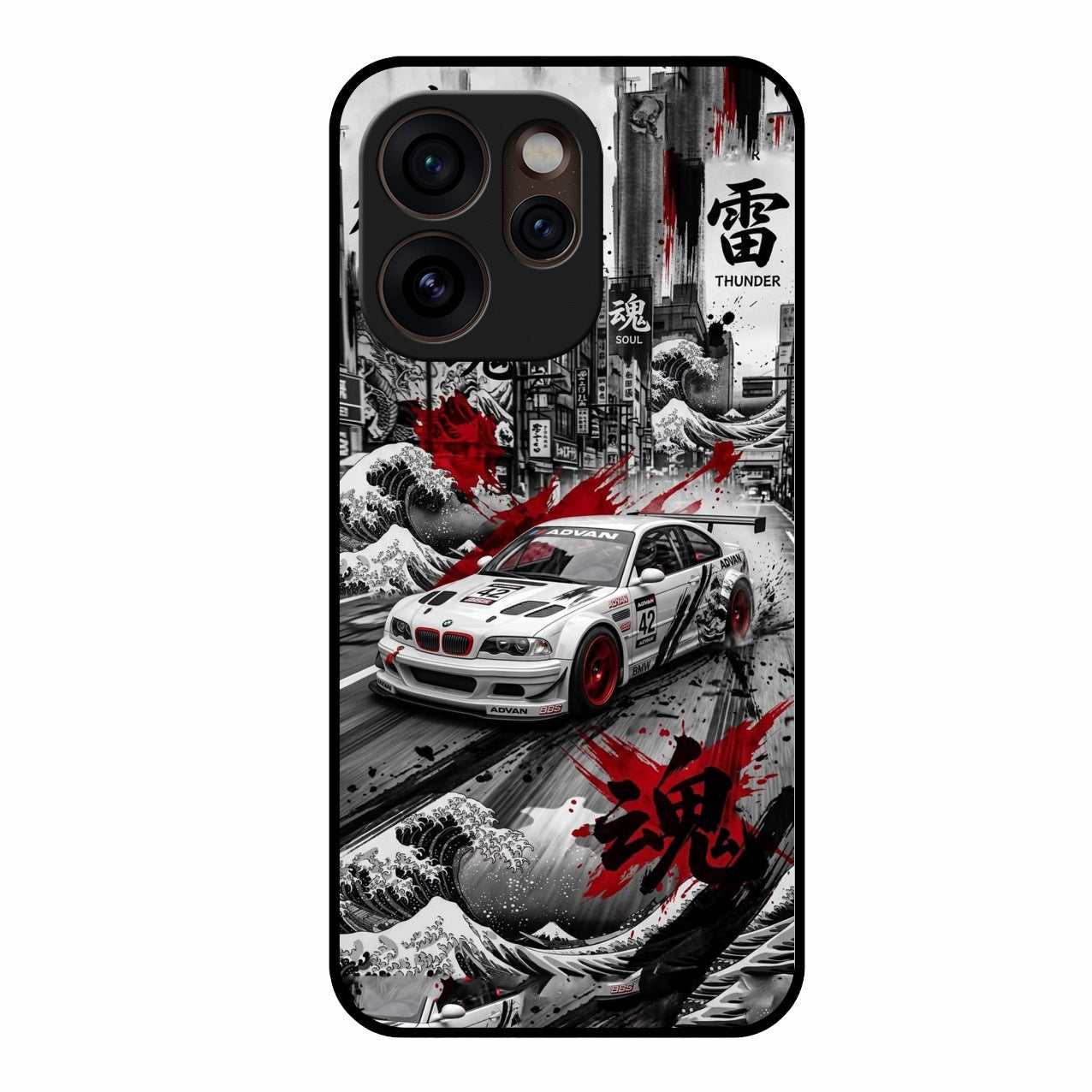 Japanese Wave Drift Racing Premium Glass Phone Case for Oppo Reno 15 Pro Mini 5G