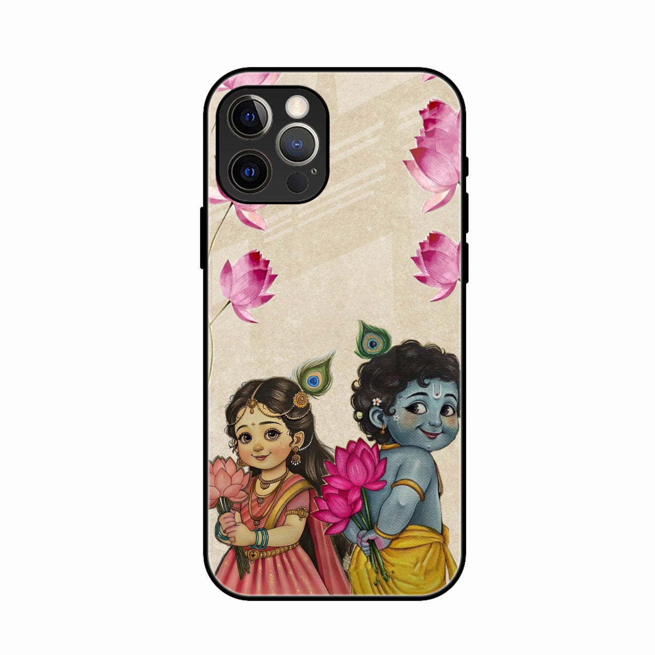 Krishna Eternal Lotus Glass Case for iPhone 16 Pro