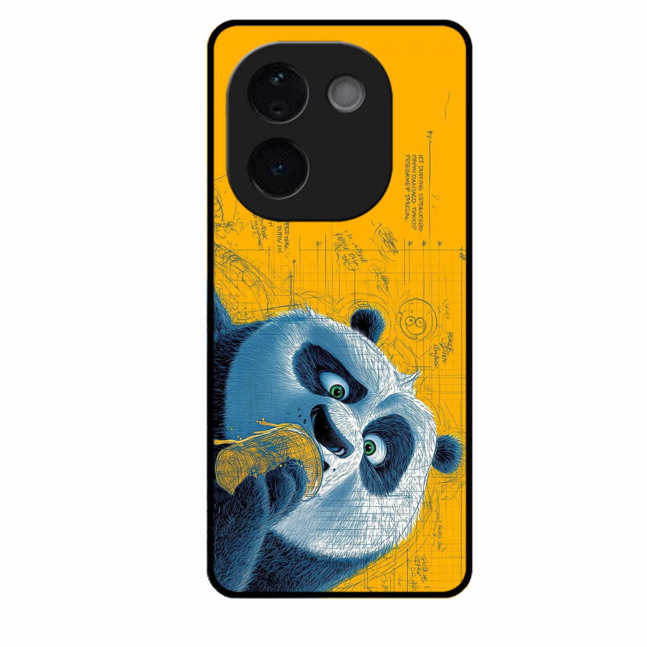 Cute Panda Sketch Premium Glass Phone Case for Vivo T3 Pro 5G