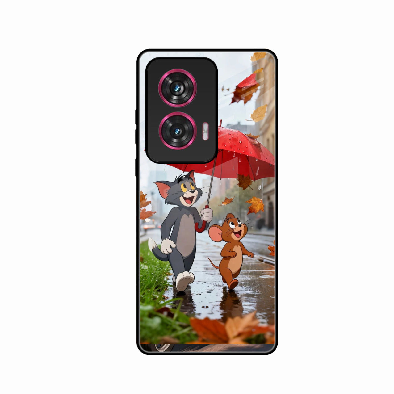 Rainy Day Cartoon Glass Phone Case for Motorola G96 5G