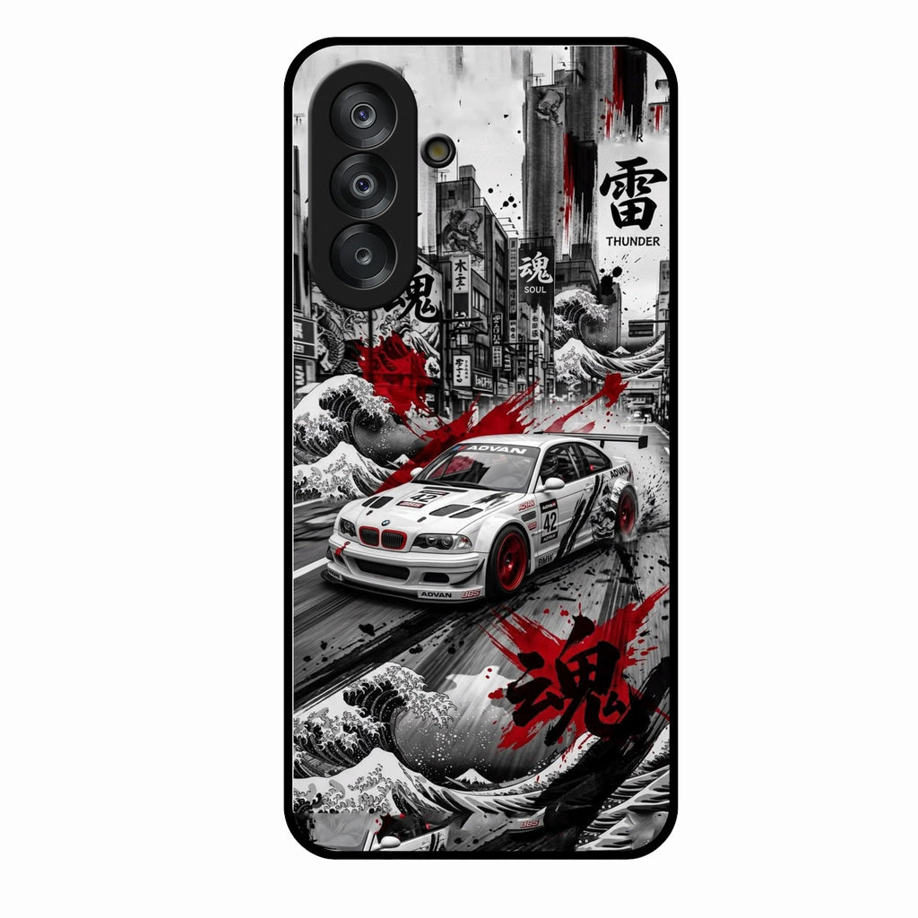 Japanese Wave Drift Racing Premium Glass Phone Case for Samsung Galaxy A17 5G