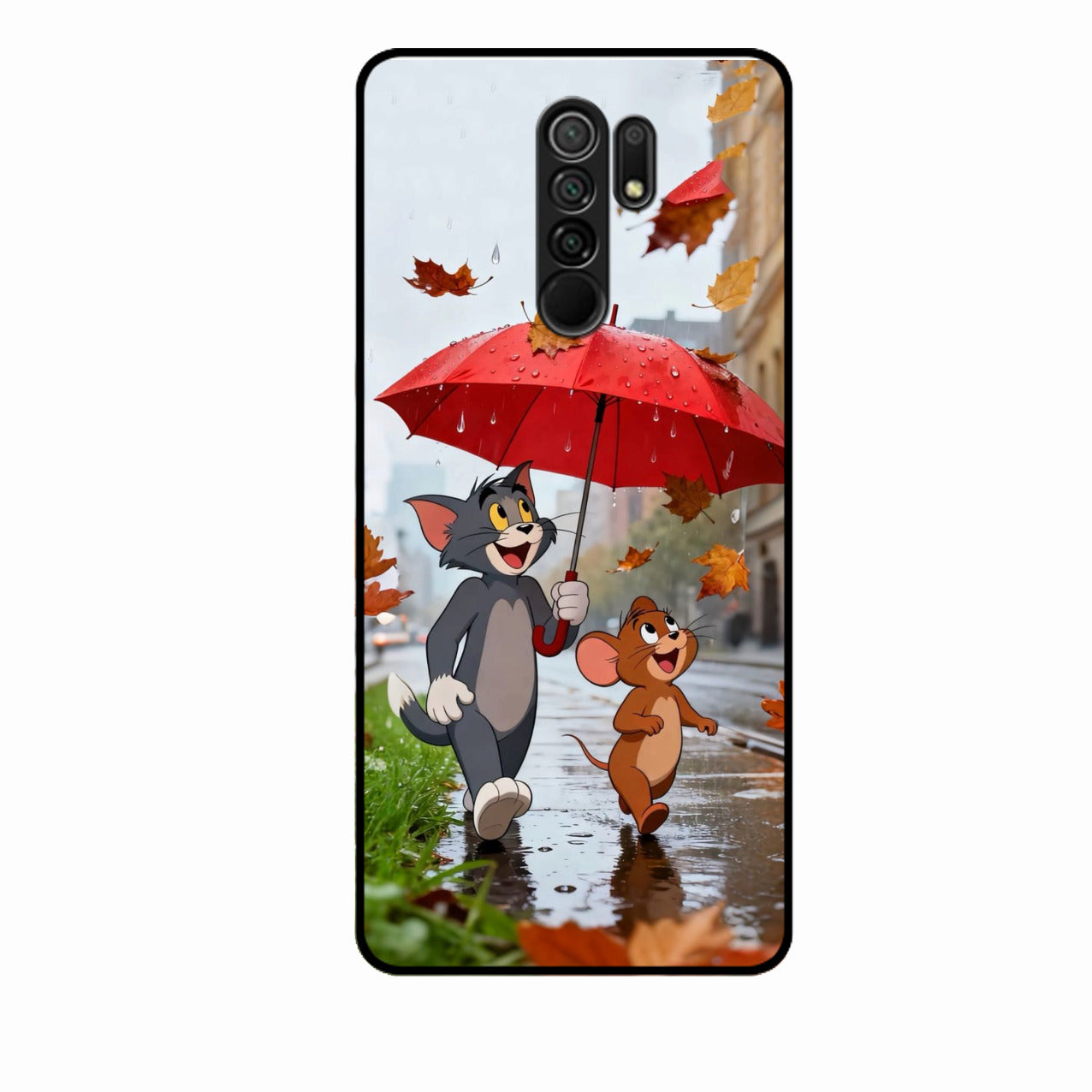 Rainy Day Cartoon Glass Phone Case for Redmi 9 Prime
