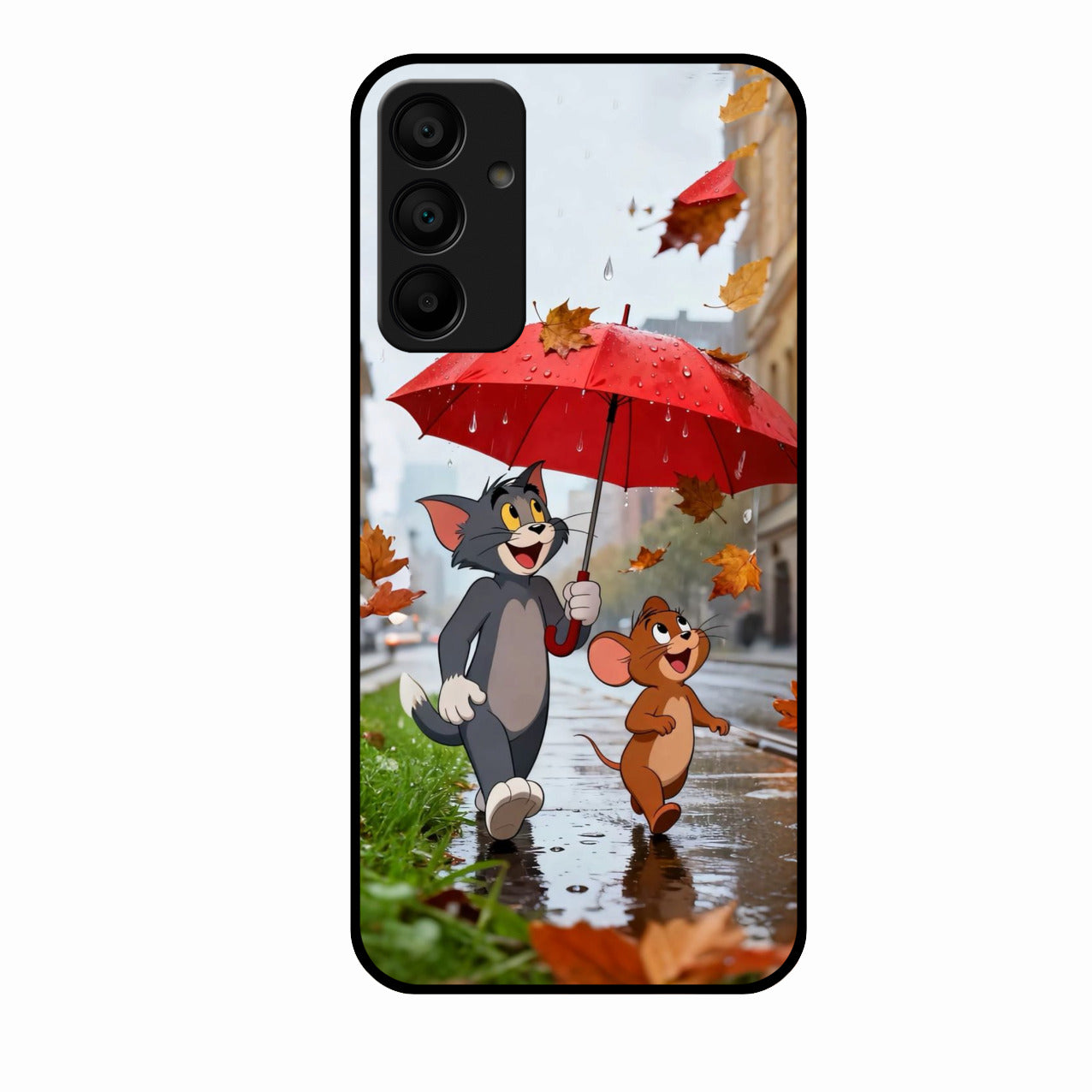 Rainy Day Cartoon Glass Phone Case for Samsung Galaxy M15 5G
