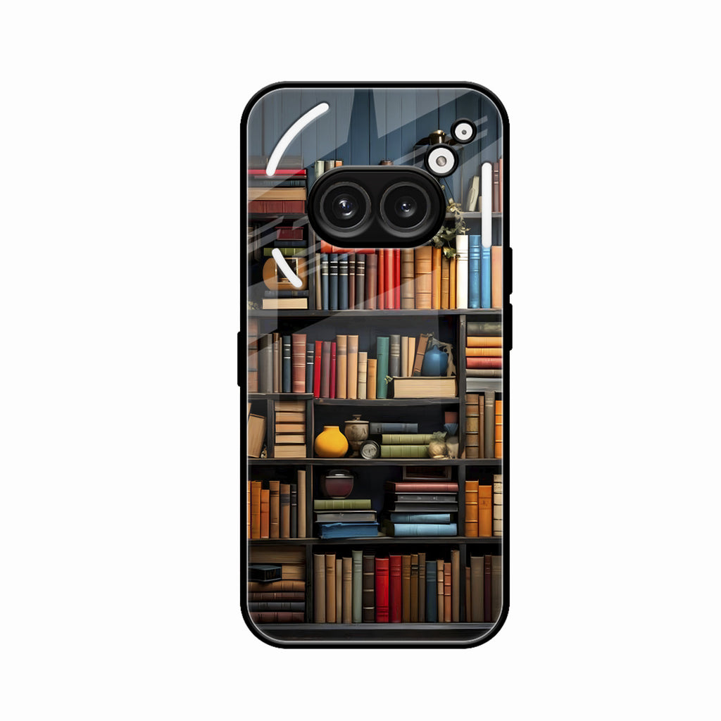 Colorful Bookshelf Art Glass Case Cover for Nothing Phone 2a