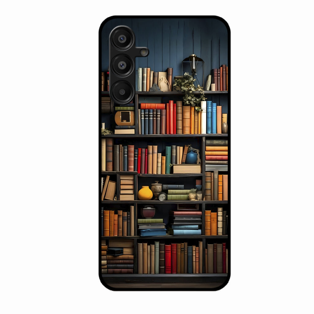 Colorful Bookshelf Art Glass Case Cover for Samsung Galaxy A16 5G