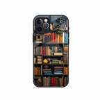 Colorful Bookshelf Art Glass Case Cover for iPhone 15 Pro Max