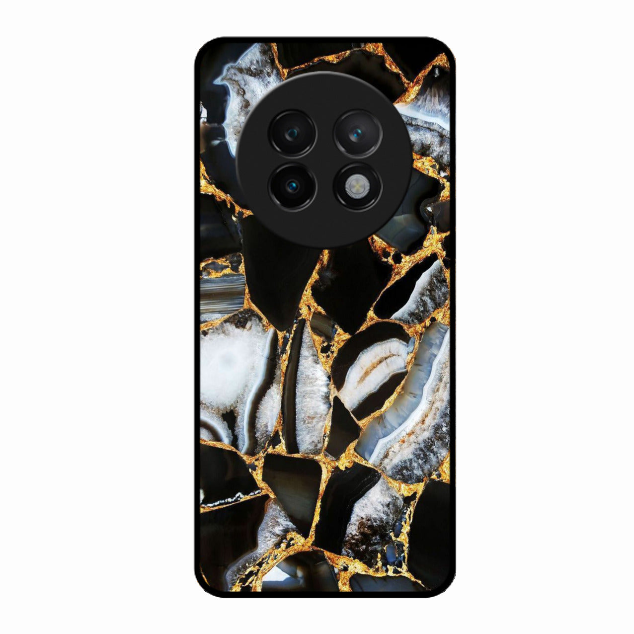 Black Gold Marble Glass Phone Case for Realme 13 Plus 5G