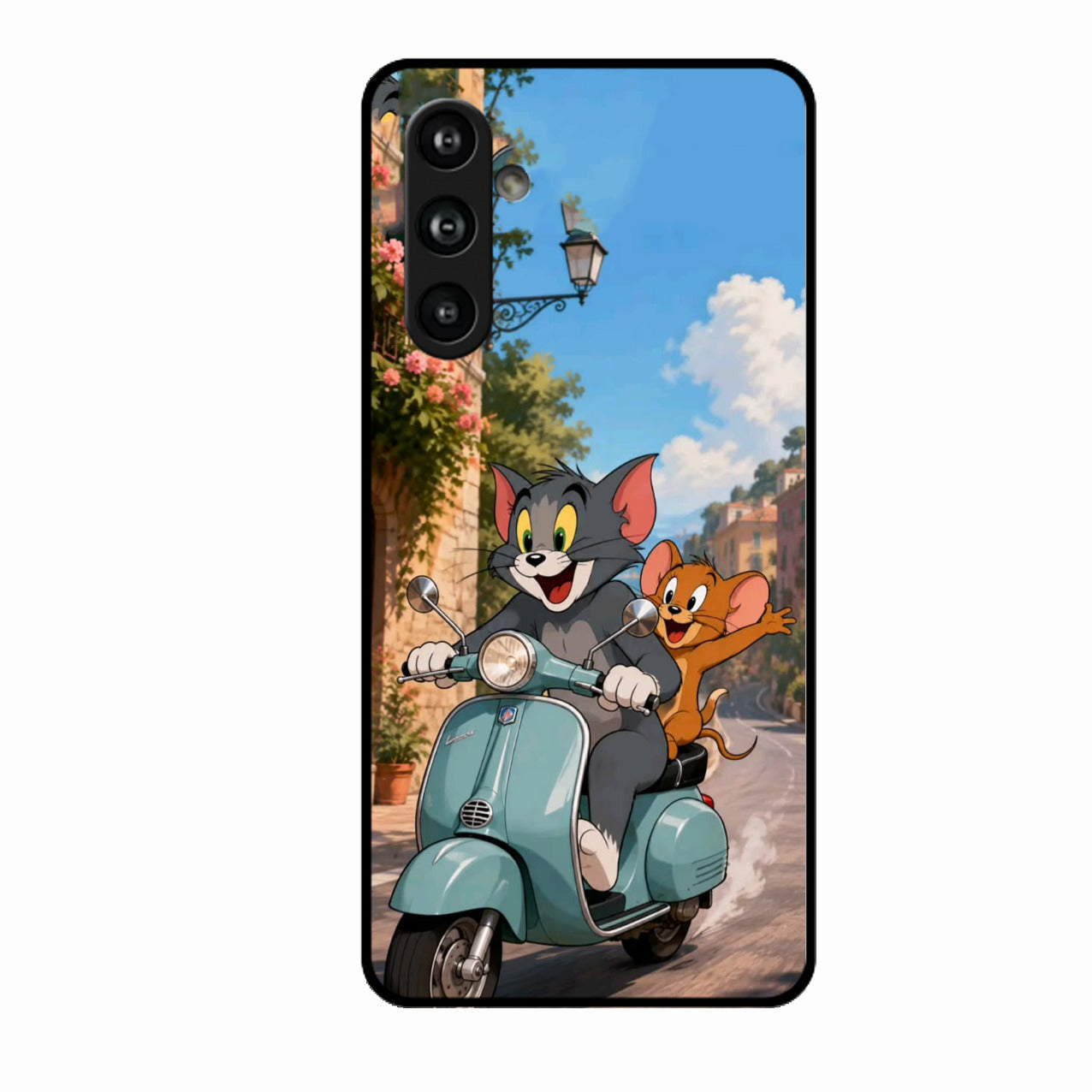 Cartoon Scooter Adventure Premium Glass Phone Case for Samsung Galaxy F54 5G