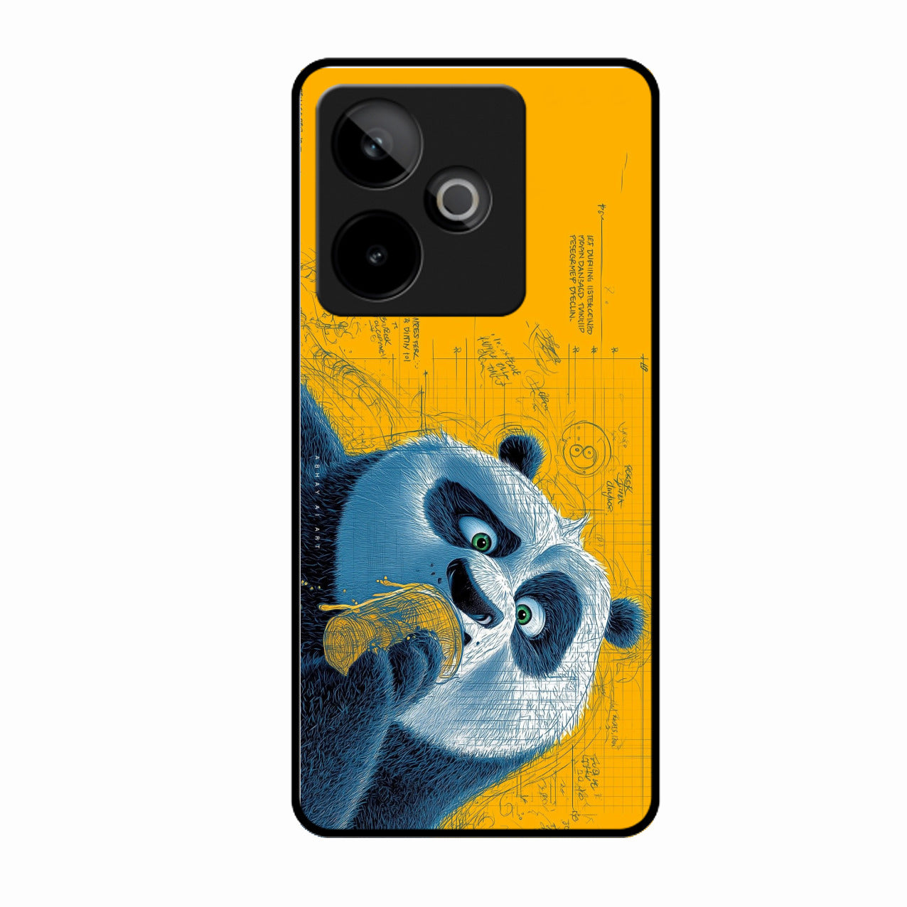 Cute Panda Sketch Premium Glass Phone Case for Realme Gt 7 5G