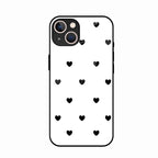Heart Pattern White Glass Case Cover for iPhone 13