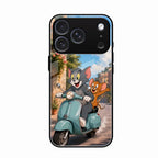 Cartoon Scooter Adventure Premium Glass Phone Case for iPhone 17 Pro Max
